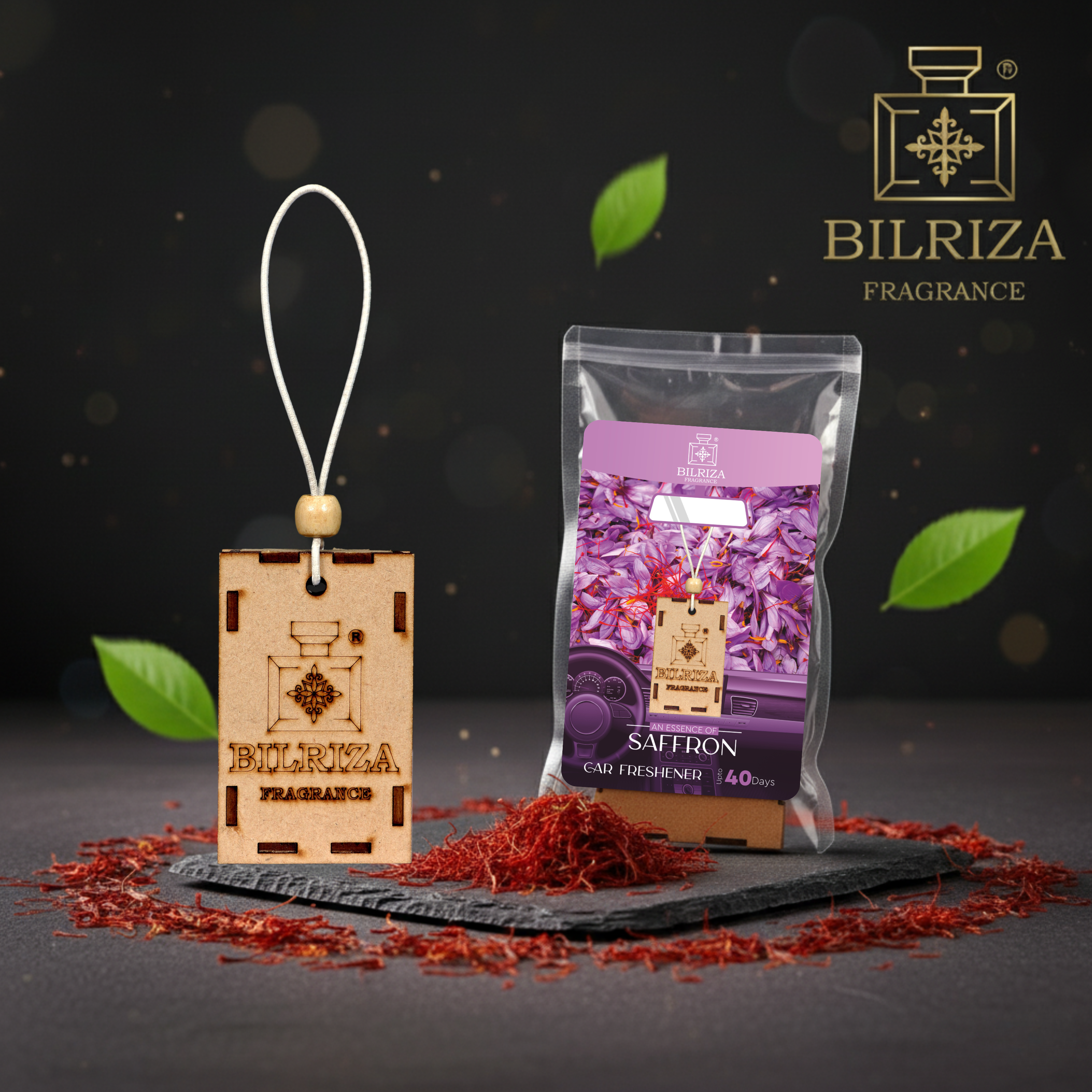 Bilriza Fragrance Saffron Car Air Freshener Hanging – Premium Scent for Elegant Driving