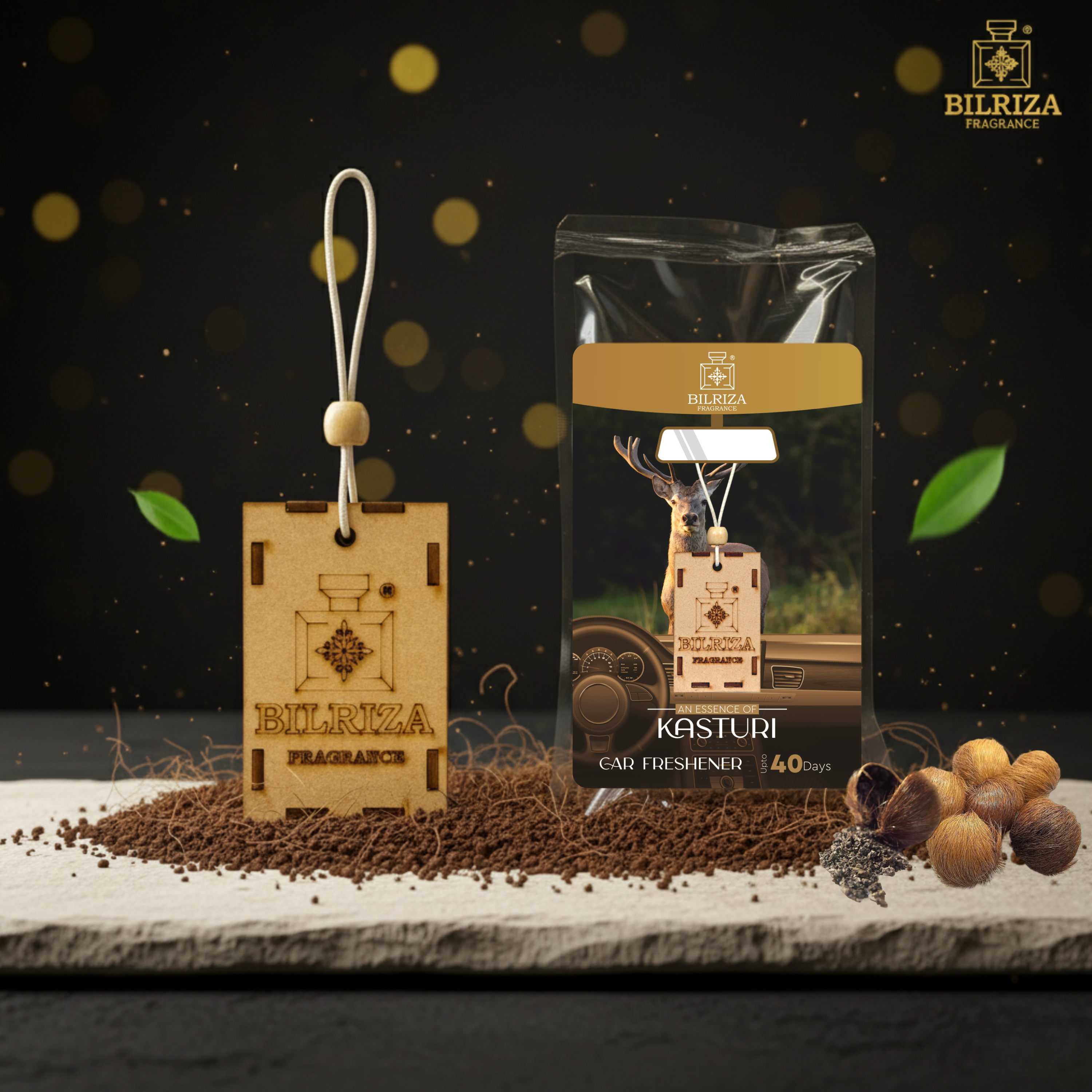 Bilriza Fragrance Kasturi Car Air Freshener Hanging – Effective Odor Eliminator with Musk Scent