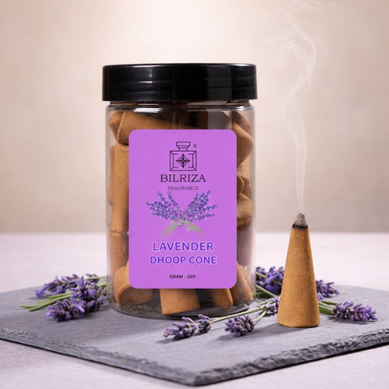 Bilriza Fragrance Lavender Fragrance Dhoop Cones – Natural Air Purifier for Puja & Meditation (100gm 1 each)