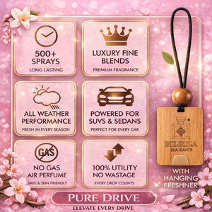 Bilriza Fragrance Pure Drive Car Freshener Perfume with Wooden Hanging Card | Long Lasting Car Perfume 60ml