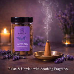 Bilriza Fragrance Lavender Fragrance Dhoop Cones – Natural Air Purifier for Puja & Meditation (100gm 1 each)