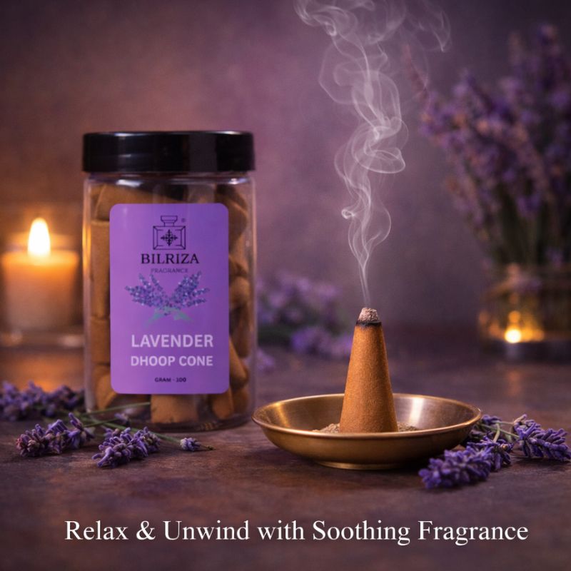 Bilriza Fragrance Lavender Fragrance Dhoop Cones – Natural Air Purifier for Puja & Meditation (100gm 1 each)