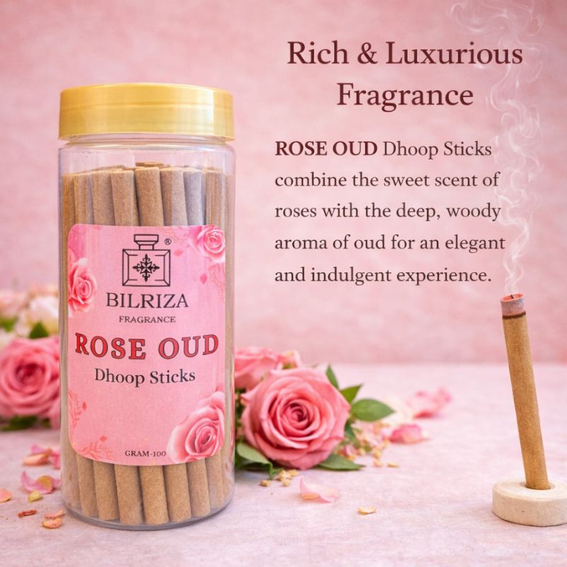 Bilriza Fragrance Rose Oud Bambooless Incense – Long Lasting Aroma, No Charcoal, No Bamboo
