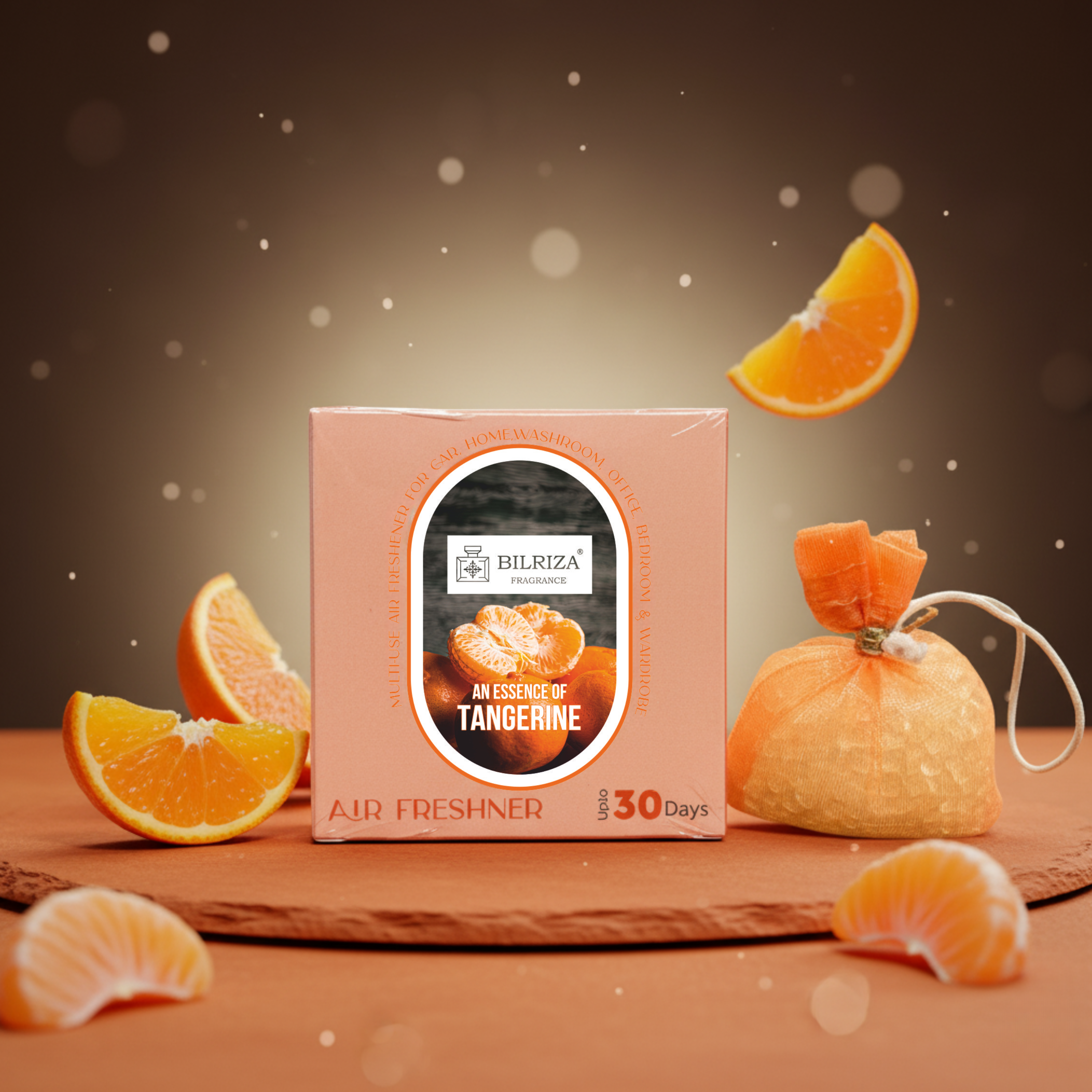 Bilriza Fragrance Tangerine Hanging Bag Air Freshener – Energizing Citrus Aroma for Cars & Rooms