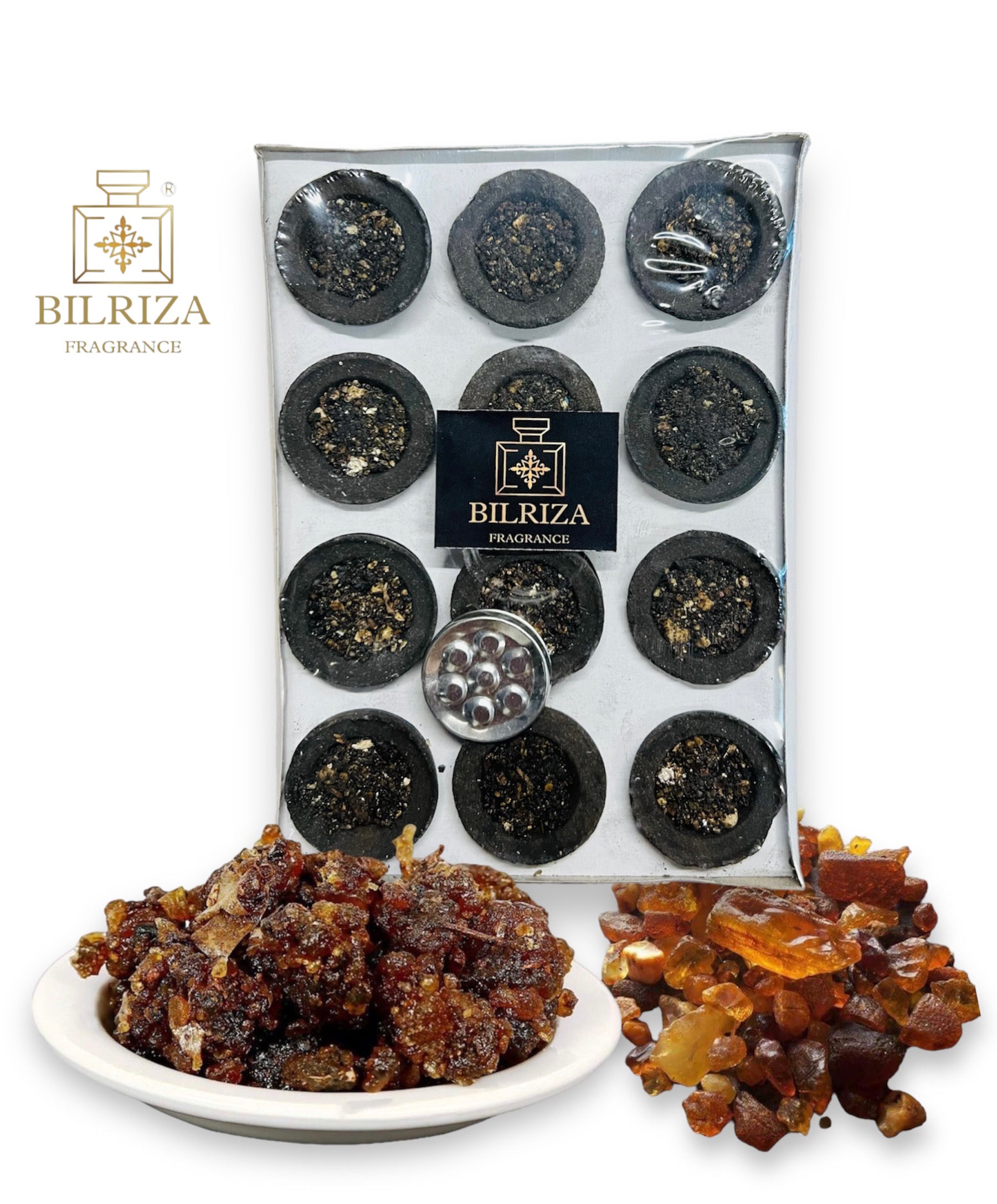 Bilriza Fragrance Gugal Sambrani Dhoop Cup – 12 Pcs Box with Burner Plate | Long Lasting Aroma