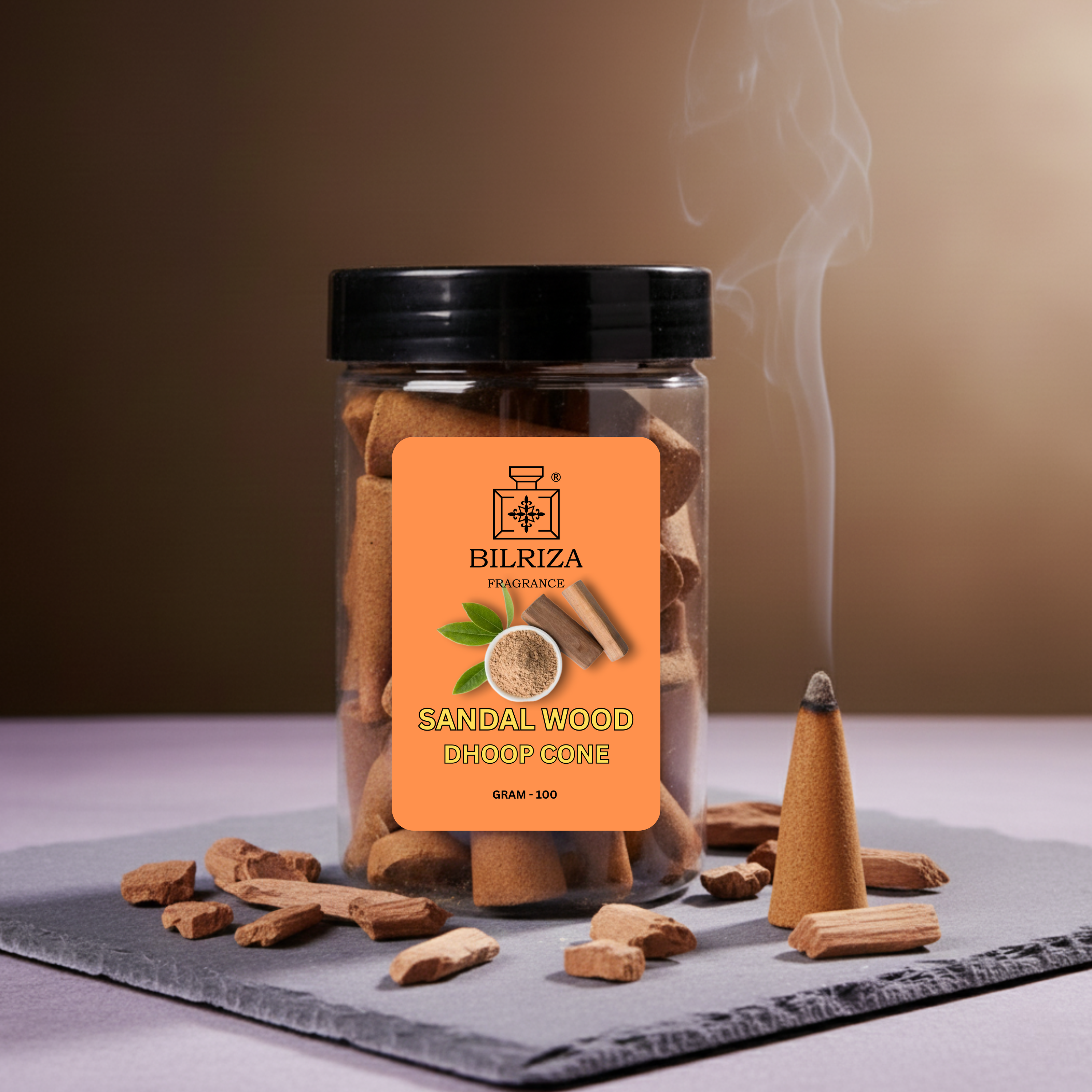 Bilriza Fragrance Sandalwood Fragrance Dhoop Cones – Natural Woody Aroma for Puja, Yoga & Relaxation