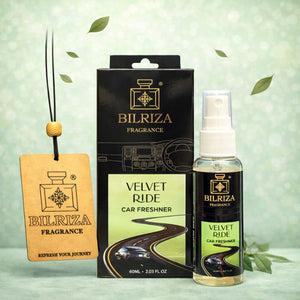 Bilriza Fragrance Velvet Ride Car Freshener Perfume with Wooden Hanging Card | Long Lasting Car Perfume 60ml