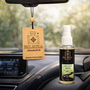 Bilriza Fragrance Velvet Ride Car Freshener Perfume with Wooden Hanging Card | Long Lasting Car Perfume 60ml