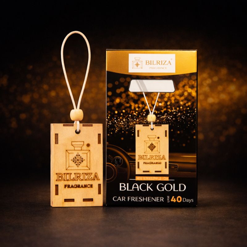 Bilriza Fragrance Black Gold Hanging Car Air Freshener – Elegant Fragrance for Your Vehicle