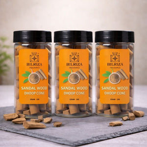 Bilriza Fragrance Sandalwood Fragrance Dhoop Cones – Natural Woody Aroma for Puja, Yoga & Relaxation