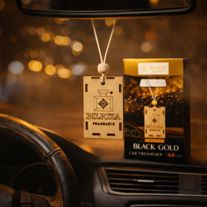 Bilriza Fragrance Black Gold Hanging Car Air Freshener – Elegant Fragrance for Your Vehicle