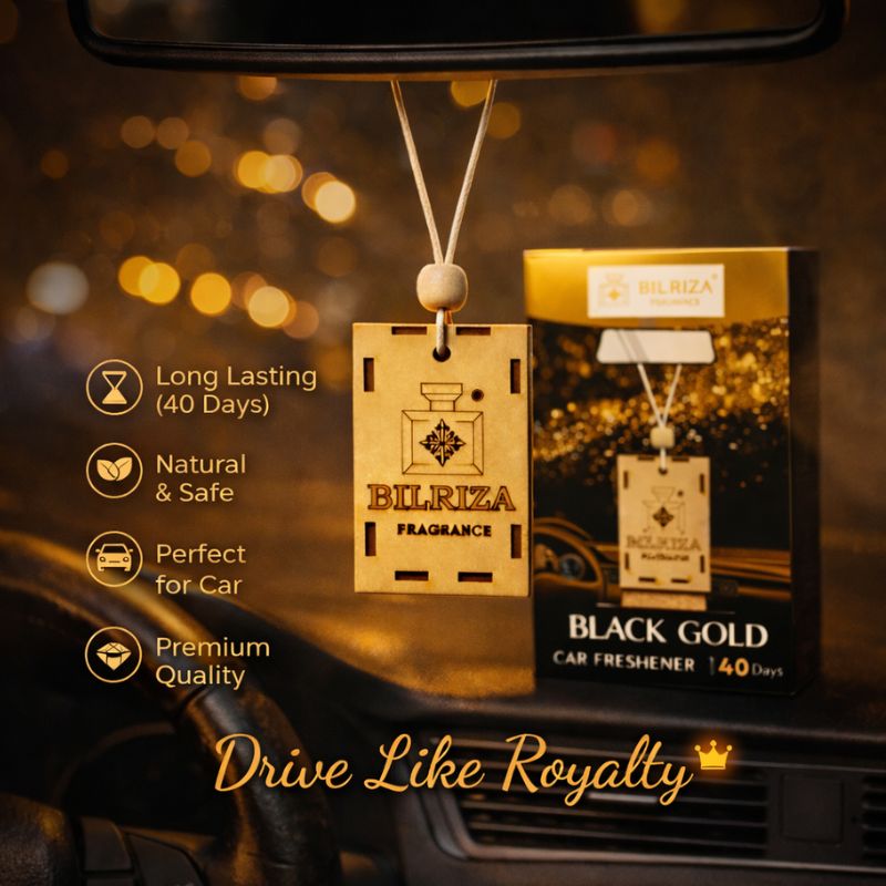 Bilriza Fragrance Black Gold Hanging Car Air Freshener – Elegant Fragrance for Your Vehicle