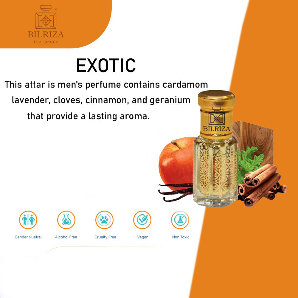 Bilriza Fragrance Exotic Attar – Unisex Long Lasting Alcohol-Free Attar Oil 6ml
