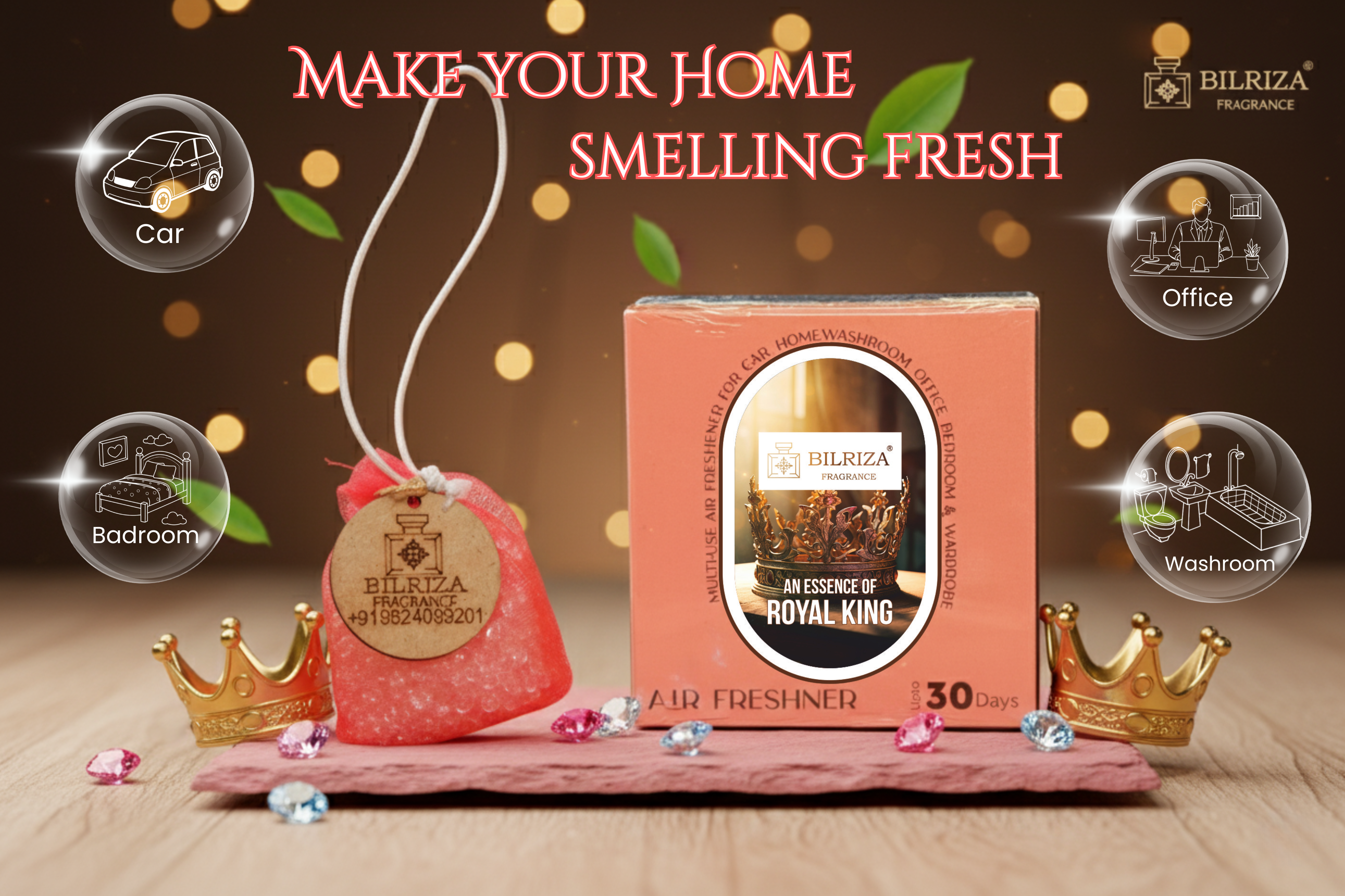 Bilriza Fragrance Royal King Bag Air Freshener – Elegant Hanging Bag for Fresh & Rich Aroma