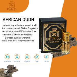 Bilriza Fragrance African Oud Attar – Unisex Long Lasting Alcohol-Free Attar 6ml