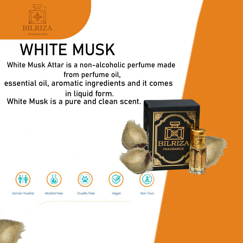 Bilriza Fragrance White Musk Attar 6ml – Unisex Long Lasting Alcohol-Free Attar Oil