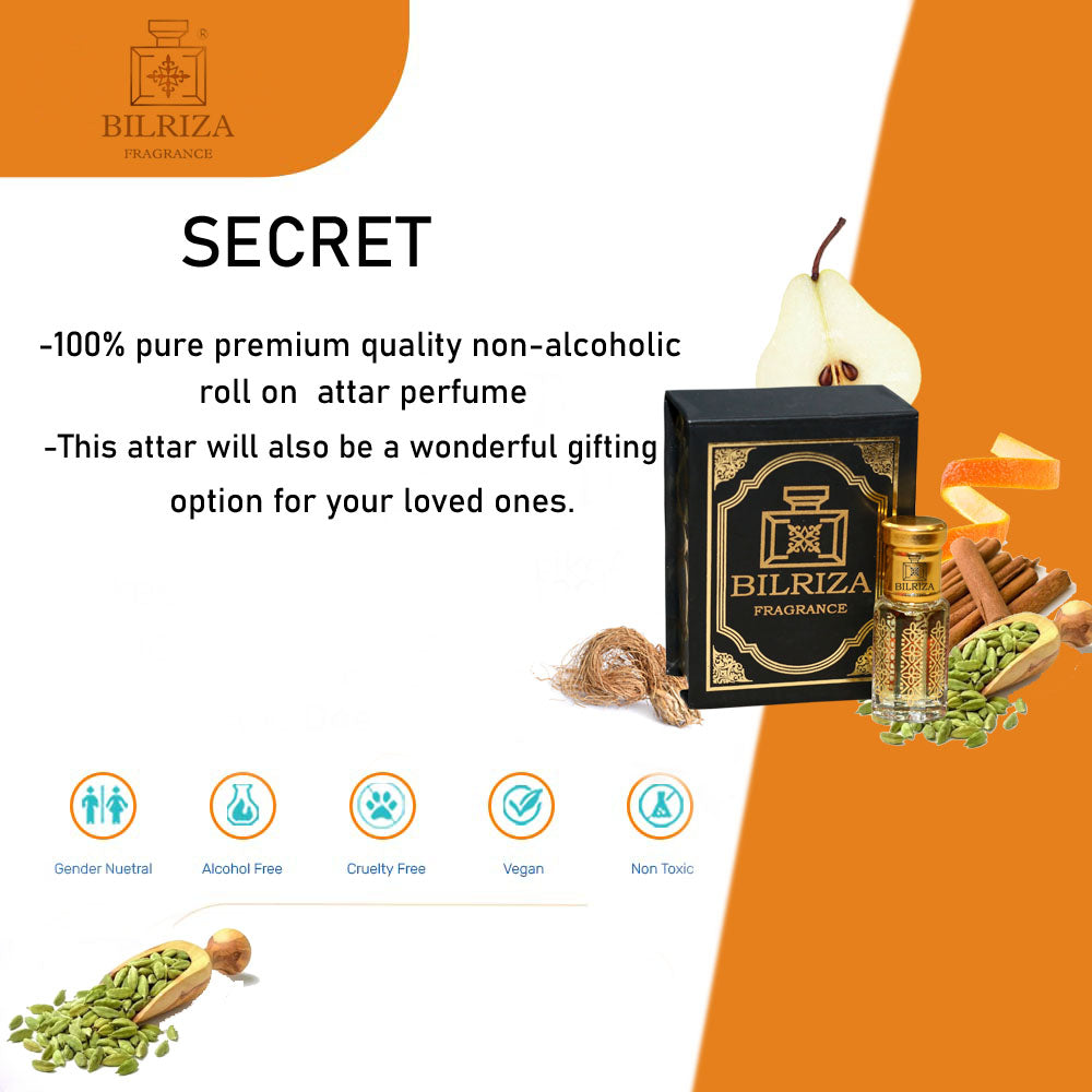 Bilriza Fragrance Secret Attar – Unisex Long Lasting Alcohol-Free Attar Oil