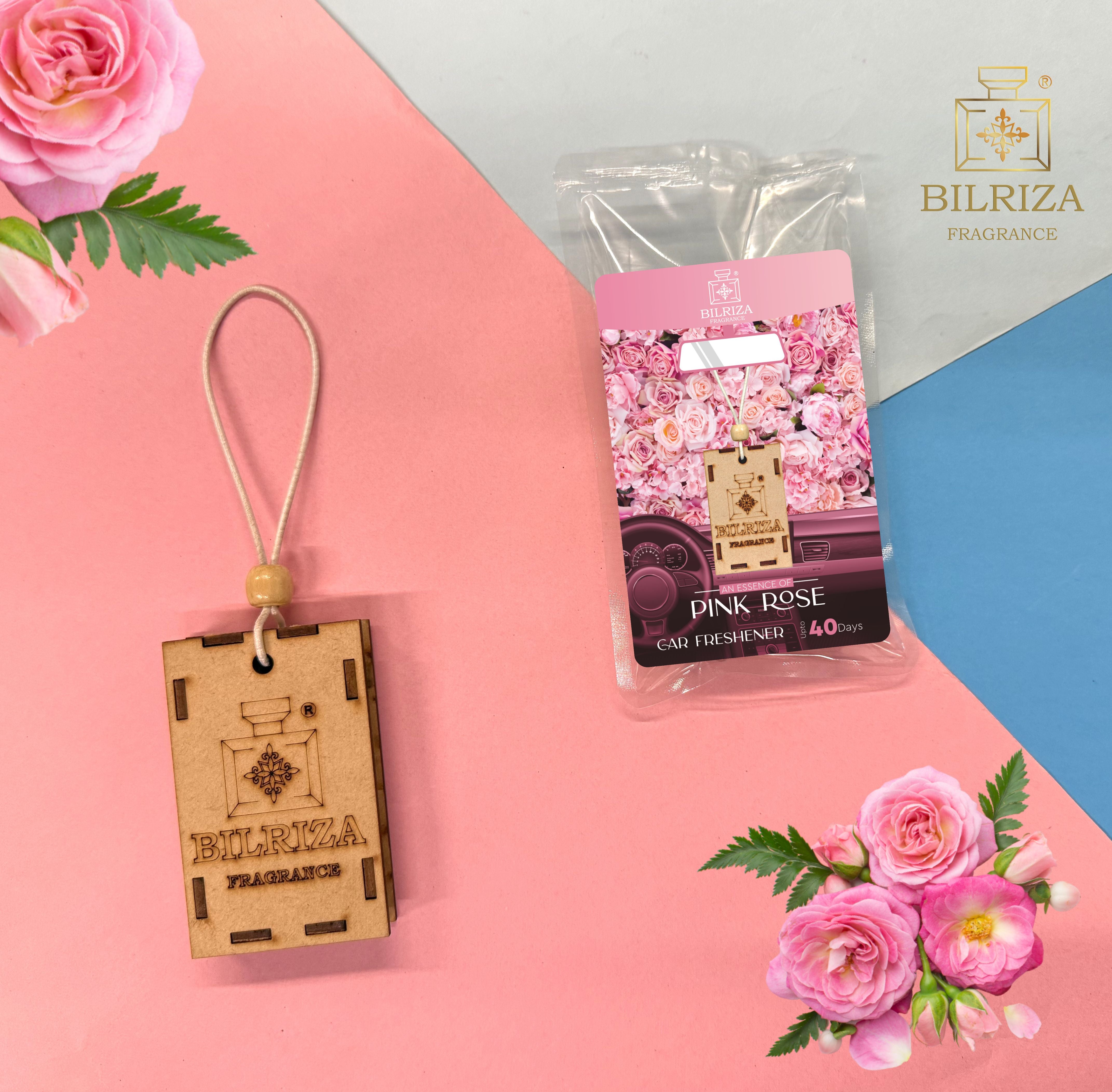 Bilriza Fragrance Pink Rose Car Air Freshener Hanging – Freshen Up with a Delicate Rose Scent