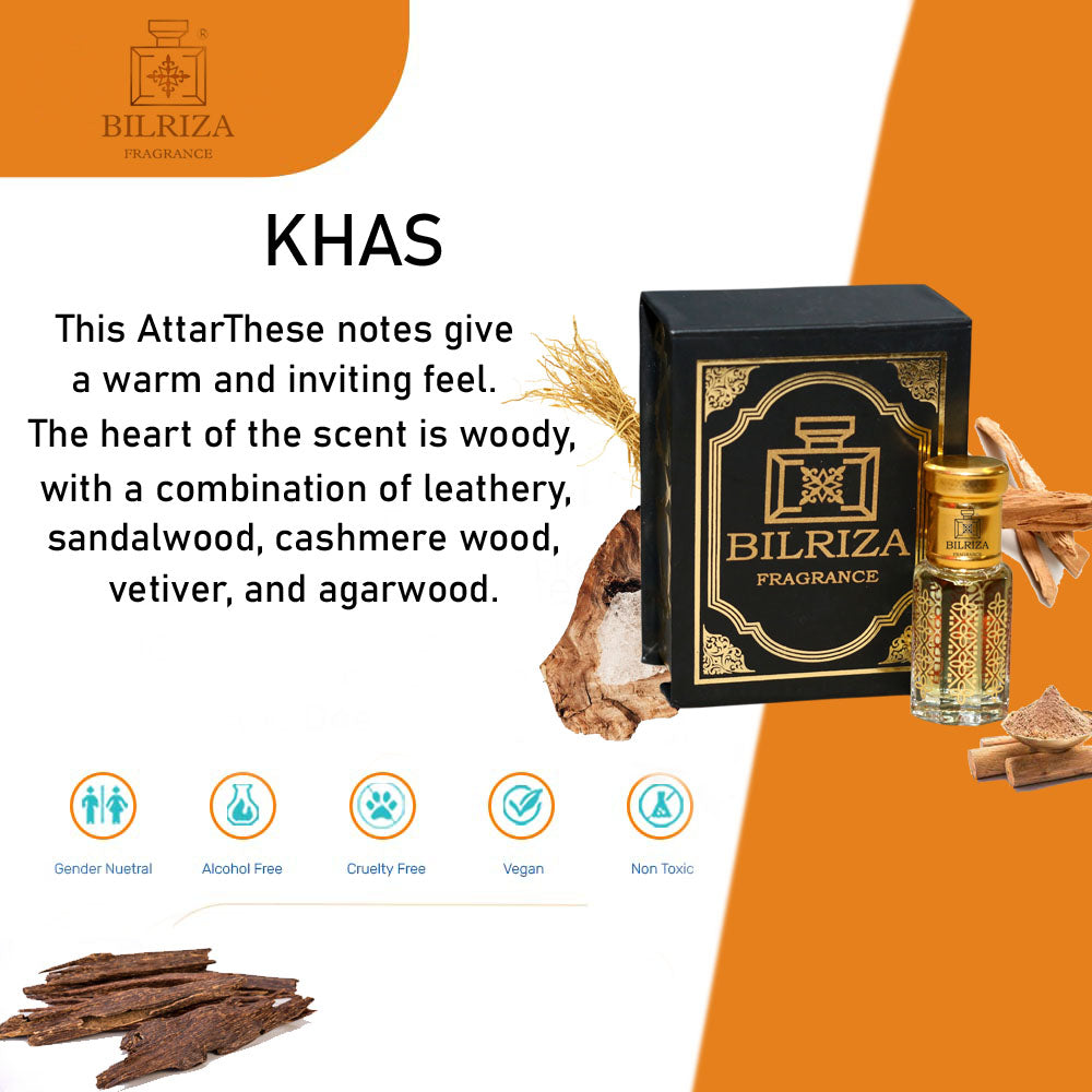 Bilriza Fragrance Khas Attar – Unisex Long Lasting Alcohol-Free Attar Oil