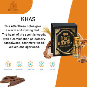Bilriza Fragrance Khas Attar – Unisex Long Lasting Alcohol-Free Attar Oil