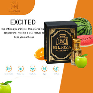 Bilriza Fragrance Excited Attar – Unisex Long Lasting Alcohol-Free Attar Oil 6ml