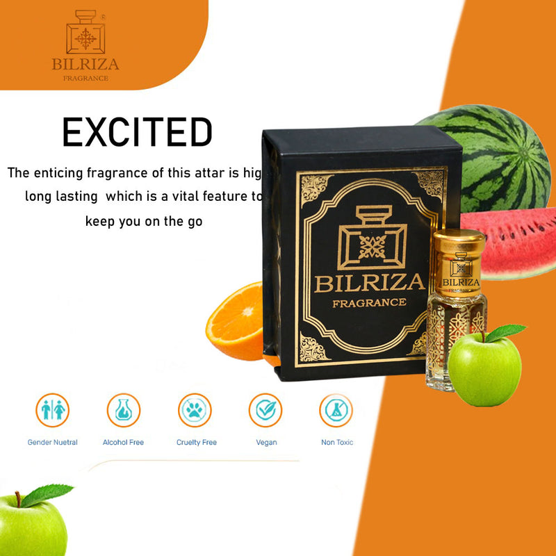 Bilriza Fragrance Excited Attar – Unisex Long Lasting Alcohol-Free Attar Oil 6ml