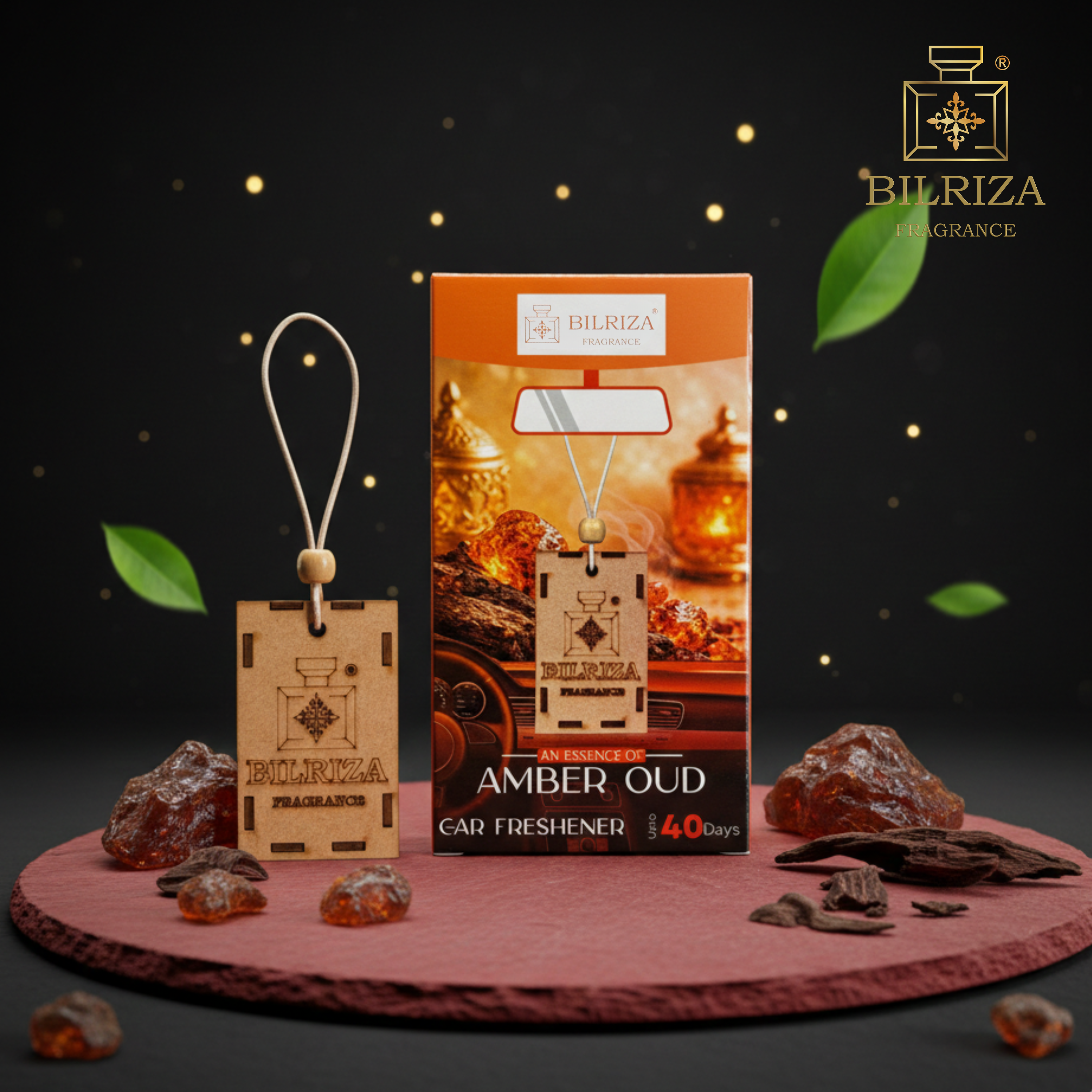 Bilriza Fragrance Amber Oud Car Air Freshener Hanging – Freshen Up with a Delicate Rose Scent