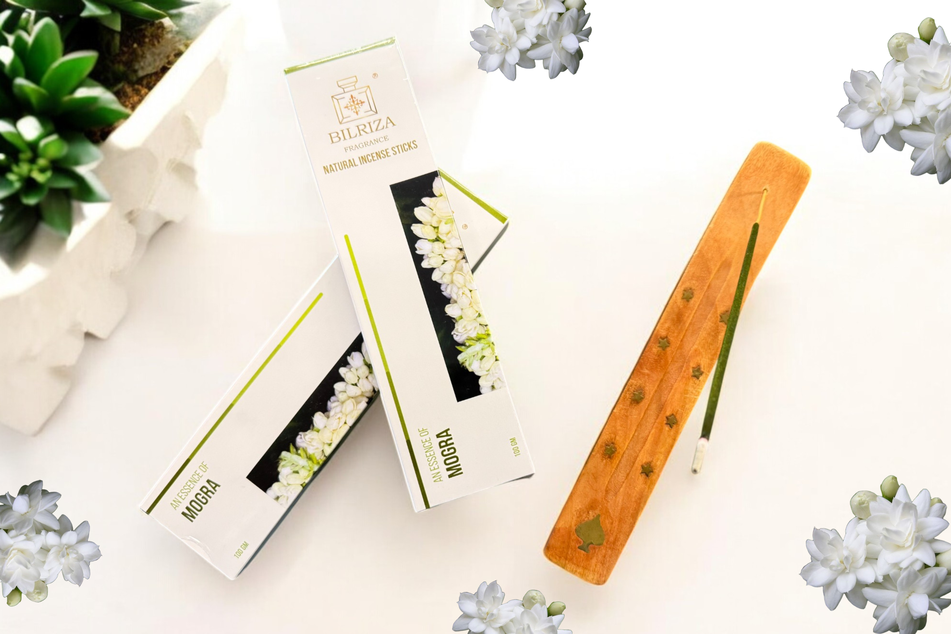 Bilriza Fragrance Mogra Agarbatti – Pure Floral Fragrance Incense Sticks Pack of 2 (100gm 1 each)