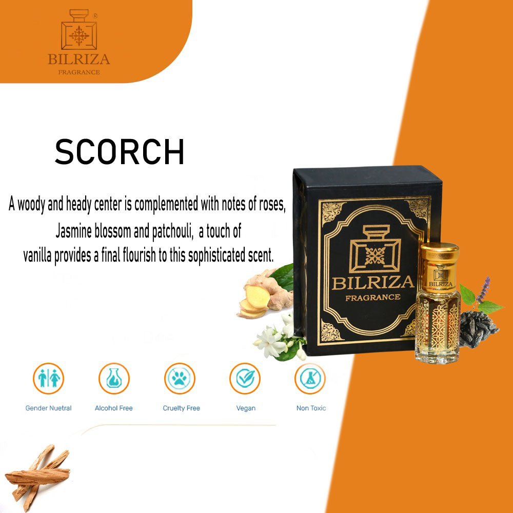 Bilriza Fragrance Scorch Attar – Unisex Long Lasting Alcohol-Free Attar Oil
