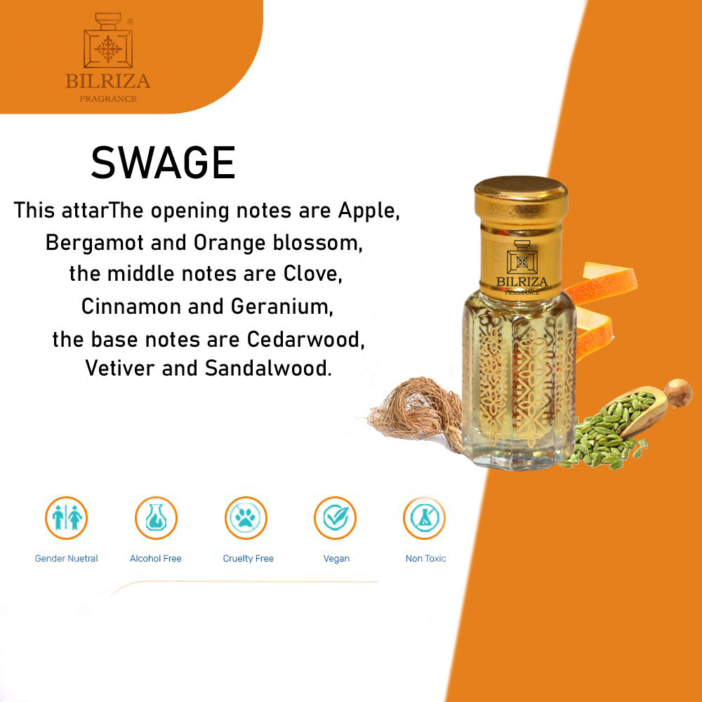Bilriza Fragrance Swage Attar – Unisex Long Lasting Alcohol-Free Attar Oil