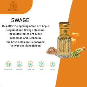 Bilriza Fragrance Swage Attar – Unisex Long Lasting Alcohol-Free Attar Oil