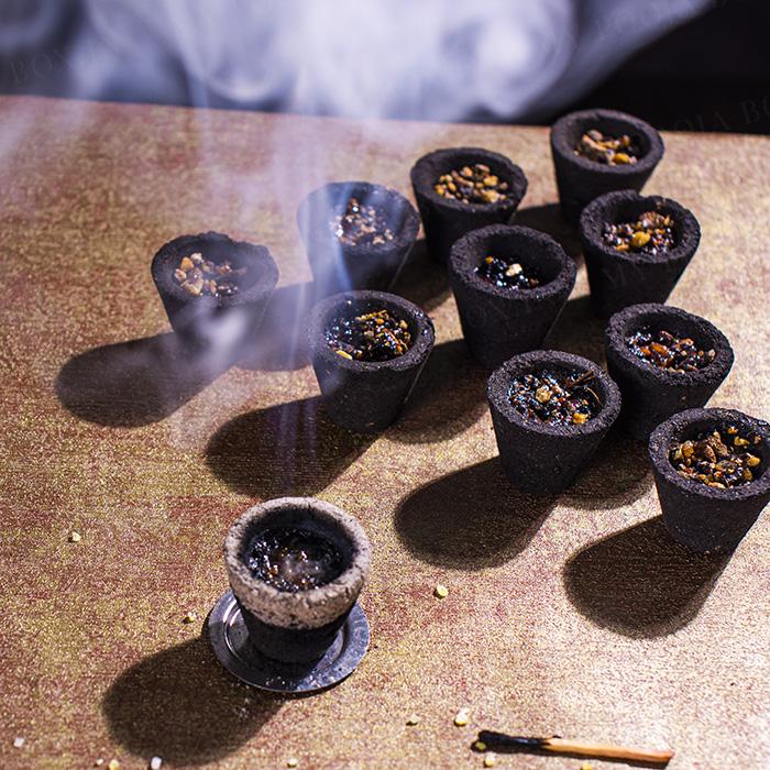 Bilriza Fragrance Gugal Sambrani Dhoop Cup – 12 Pcs Box with Burner Plate | Long Lasting Aroma