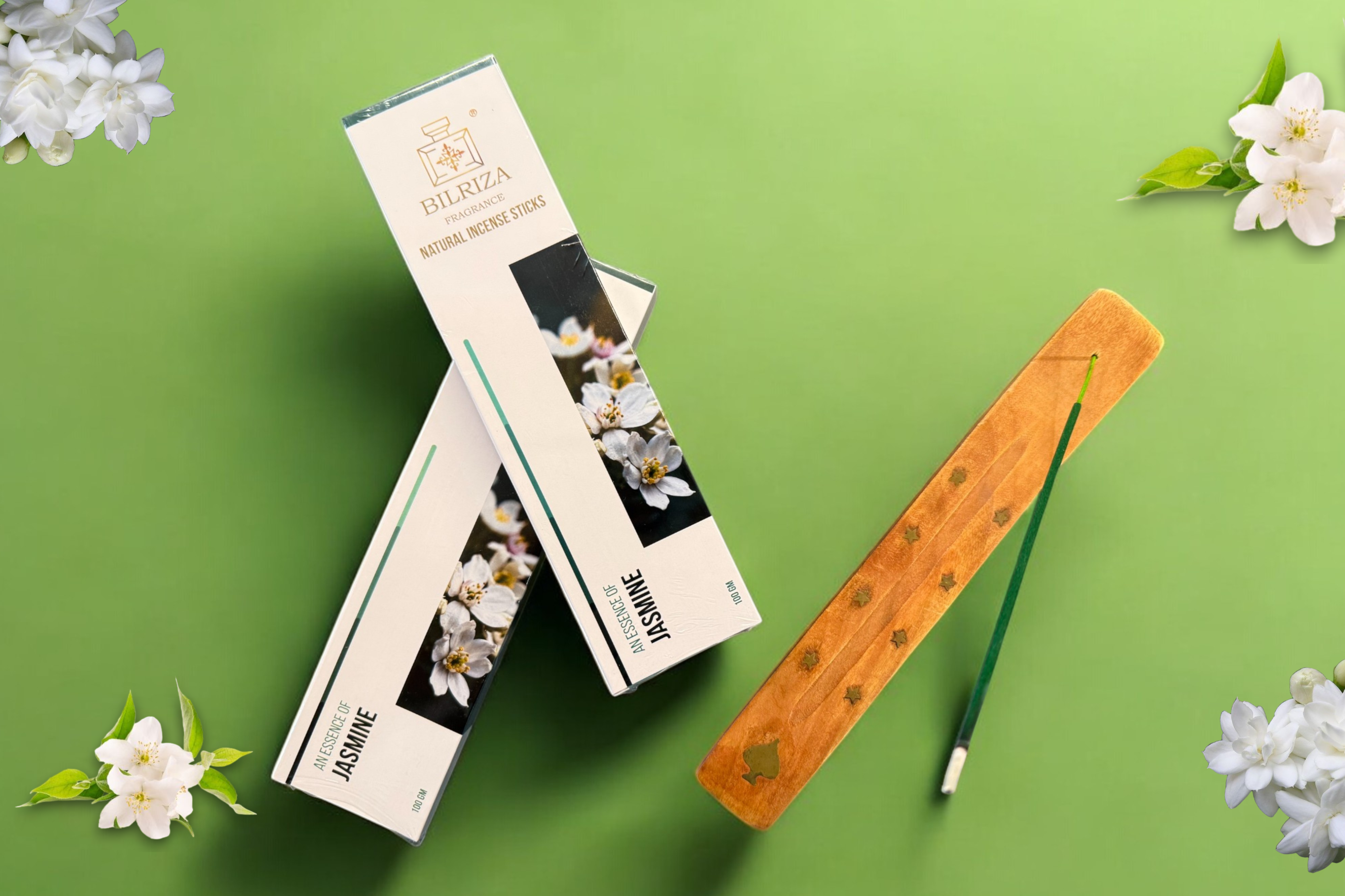 Bilriza Fragrance Jasmine Incense Sticks– Natural Jasmine Agarbatti for Pooja & Relaxation Pack of 2 (100gm 1 each)
