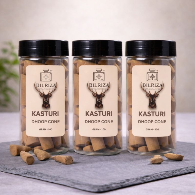Bilriza Fragrance Kasturi Dhoop Cones – Calming Musk for Puja & Home