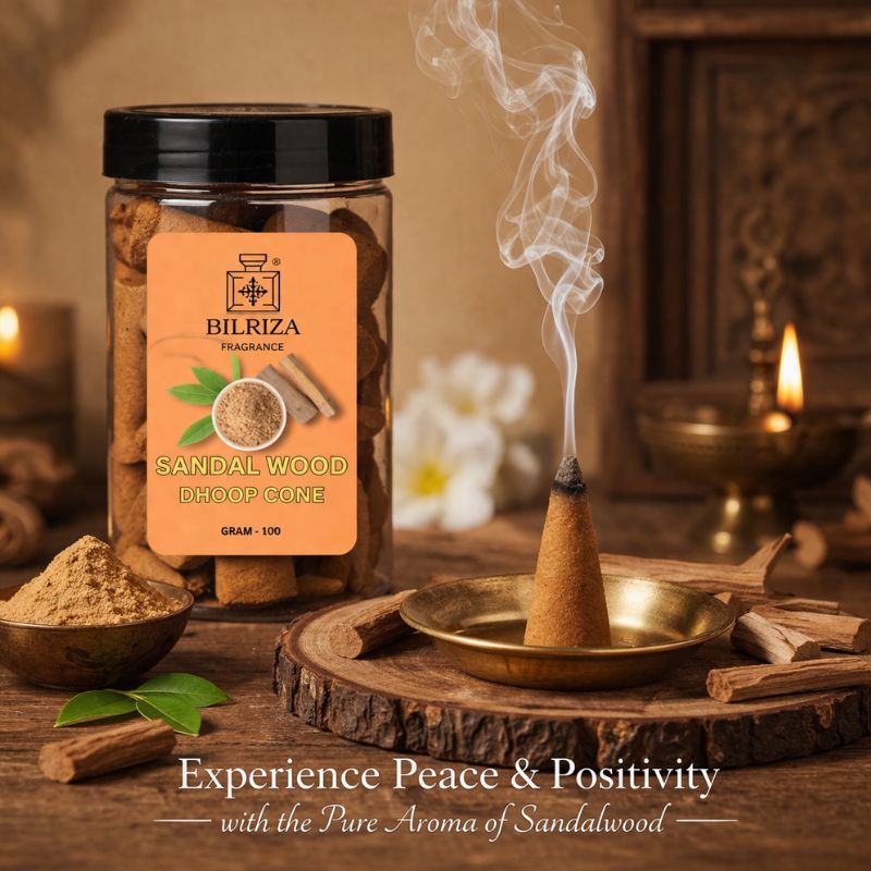 Bilriza Fragrance Sandalwood Fragrance Dhoop Cones – Natural Woody Aroma for Puja, Yoga & Relaxation