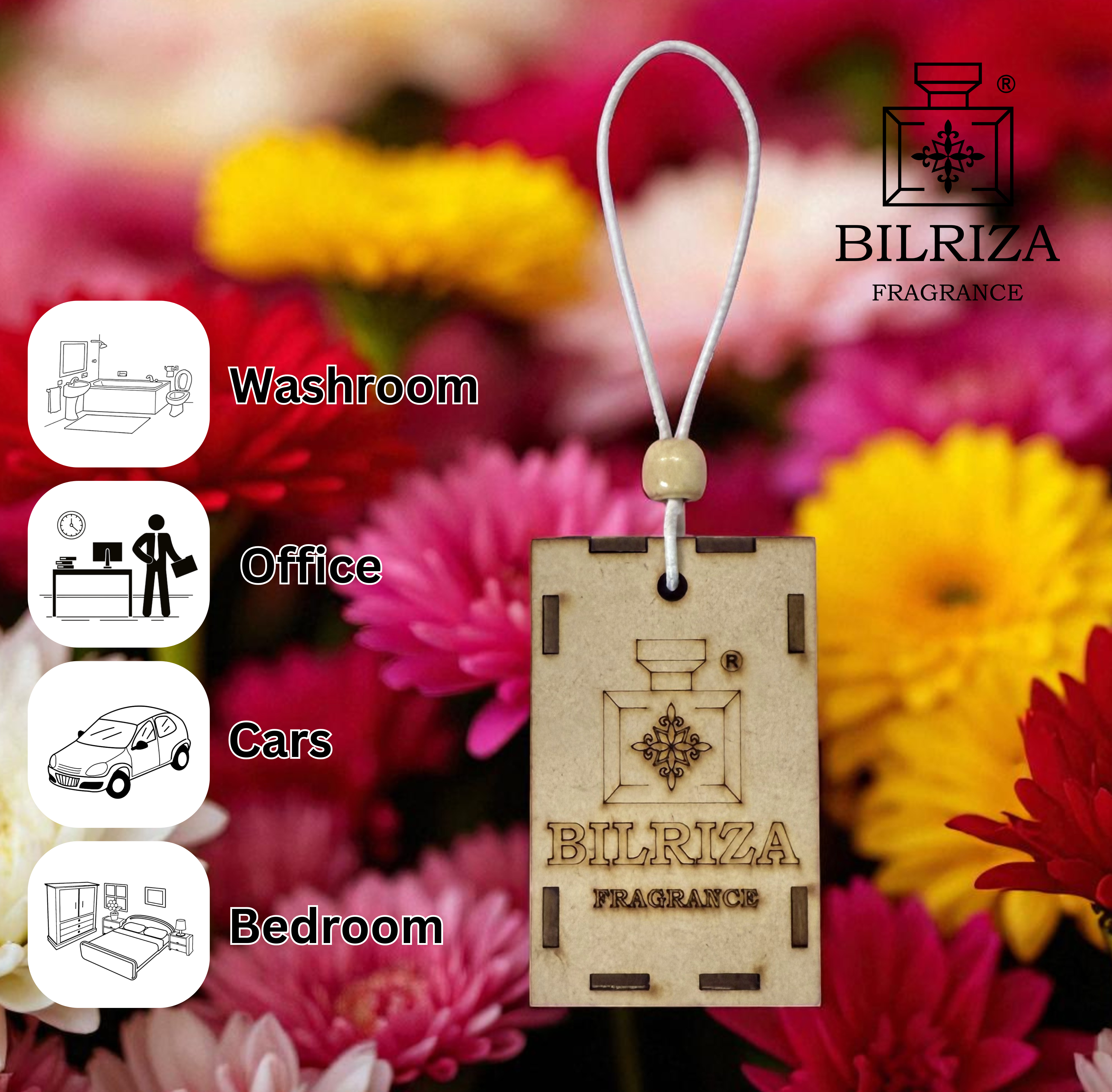 Bilriza Fragrance Black Gold Hanging Car Air Freshener – Elegant Fragrance for Your Vehicle