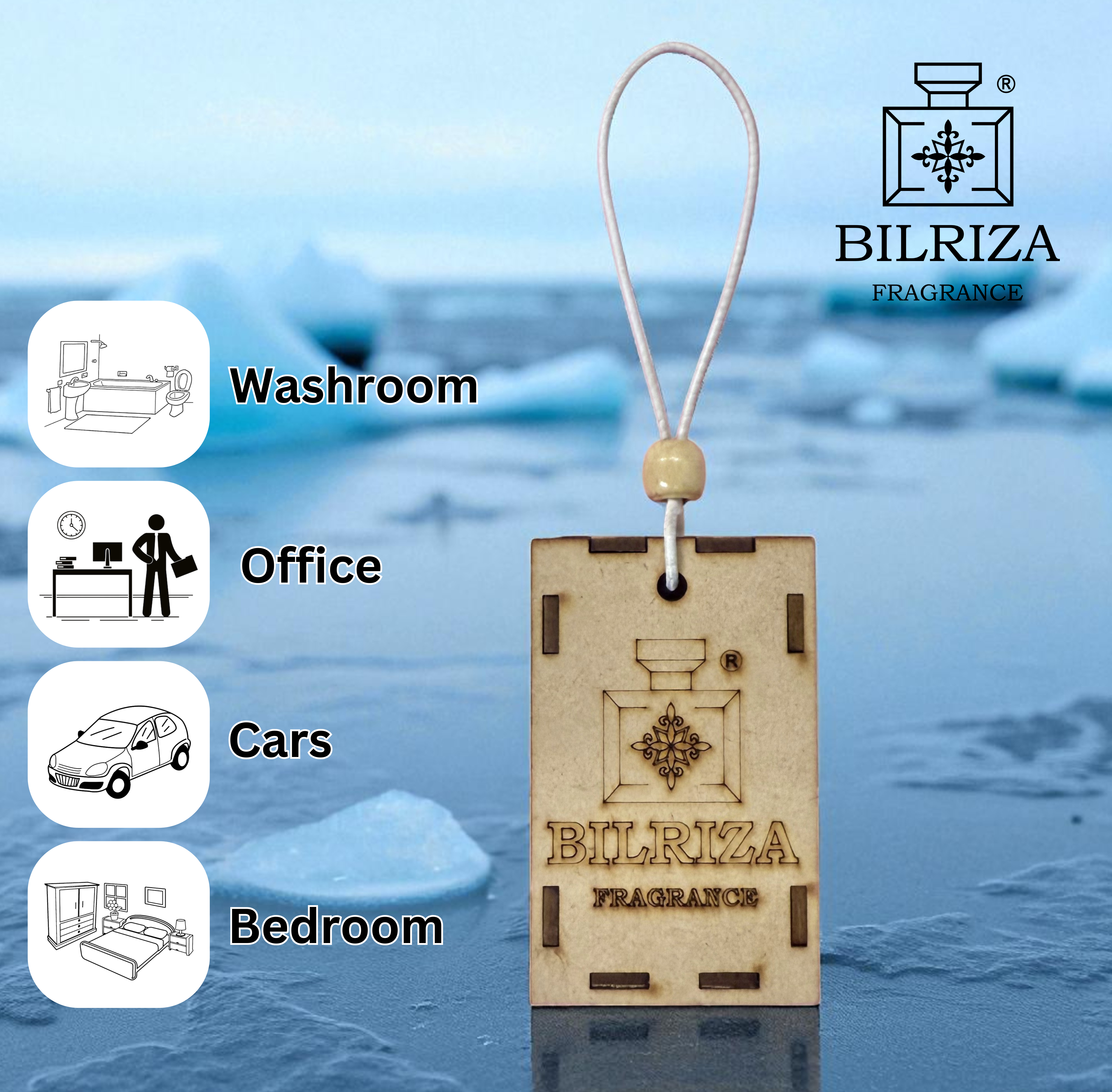 Bilriza Fragrance Ice Blue Car Air Freshener Hanging – Stylish & Effective Odor Eliminator