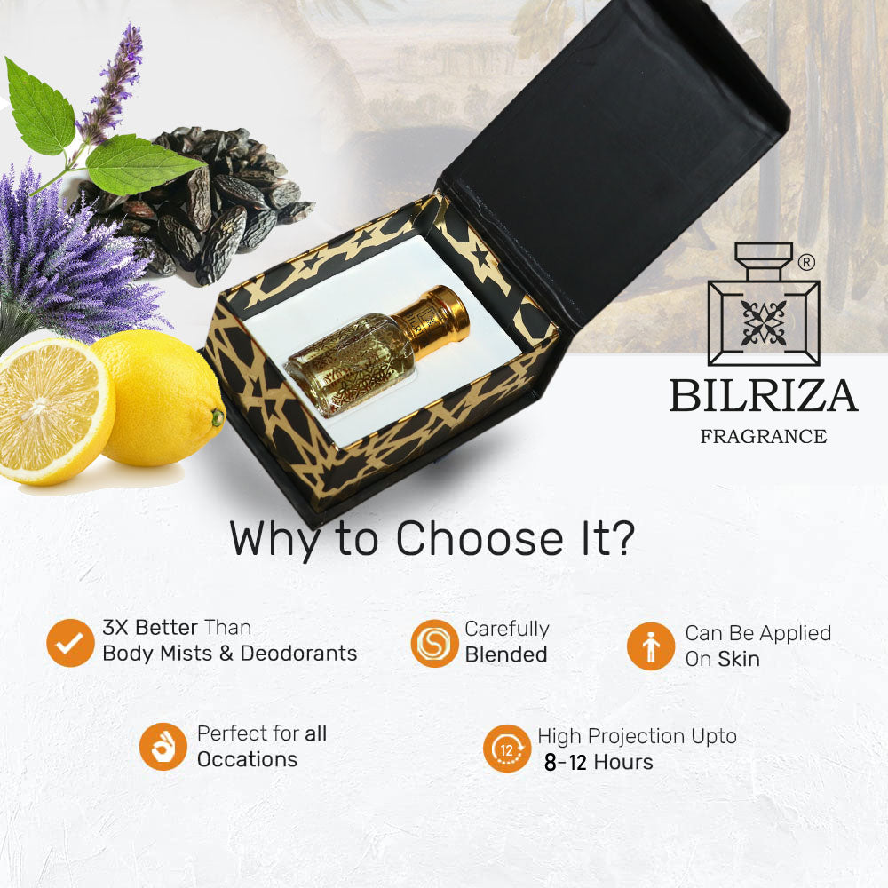 Bilriza Fragrance Cool Blue Attar – Unisex Long Lasting Alcohol-Free Attar Oil 6ml