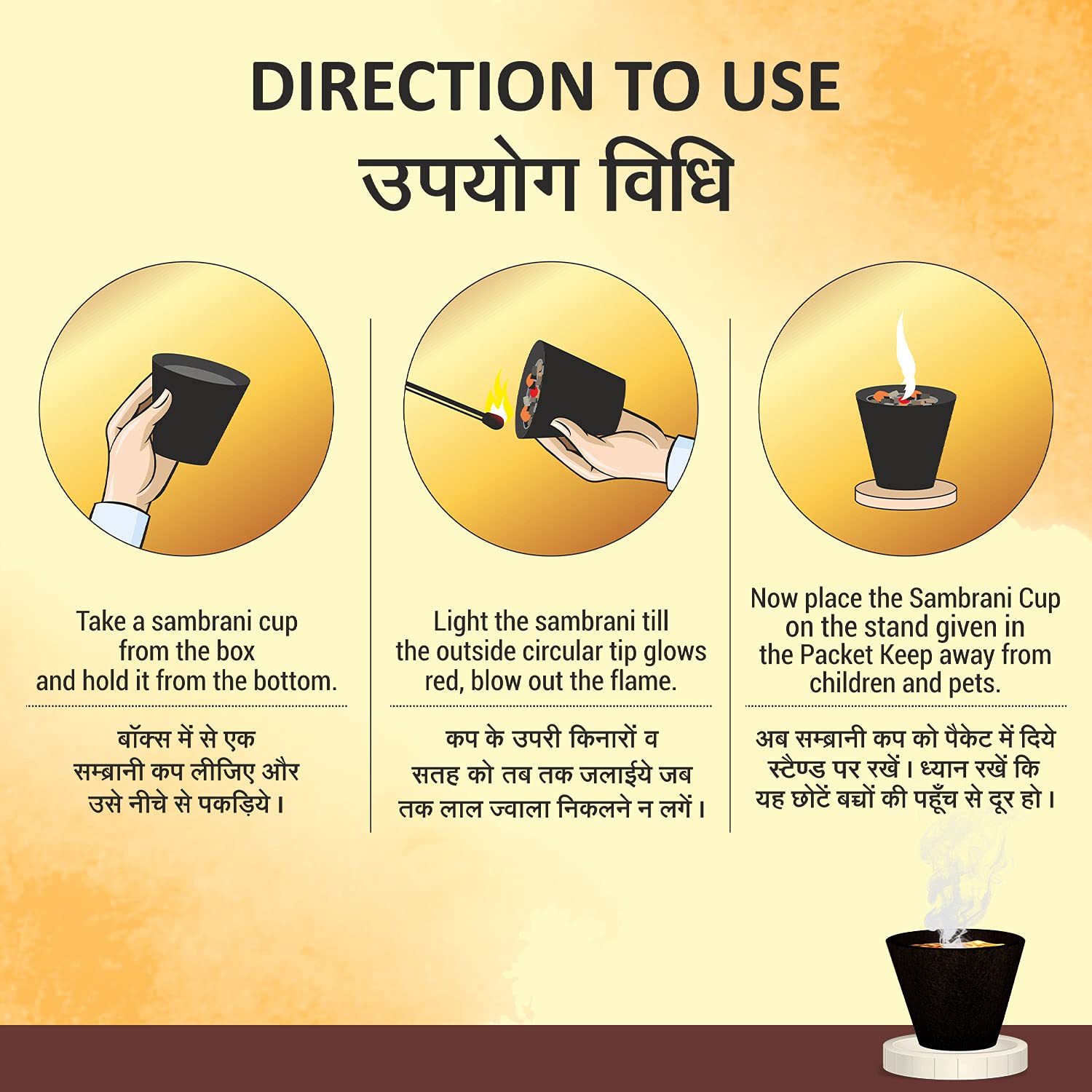 Bilriza Fragrance Gugal Sambrani Dhoop Cup – 12 Pcs Box with Burner Plate | Long Lasting Aroma