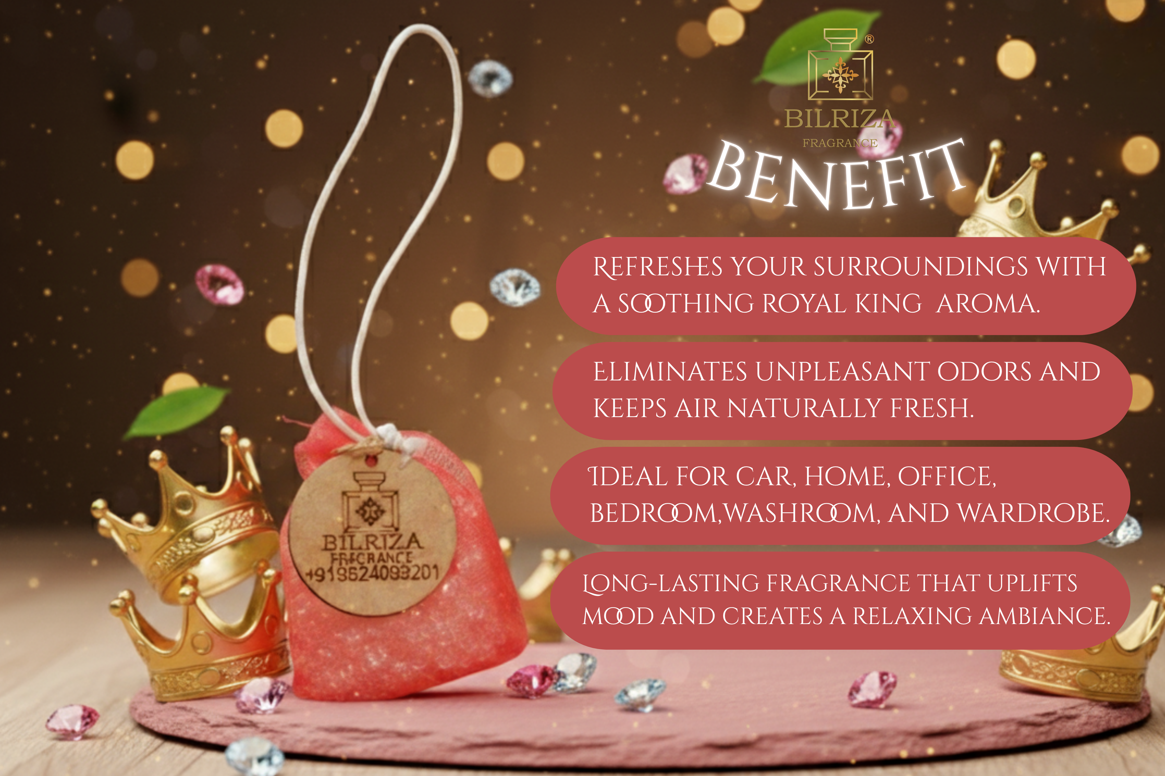 Bilriza Fragrance Royal King Bag Air Freshener – Elegant Hanging Bag for Fresh & Rich Aroma