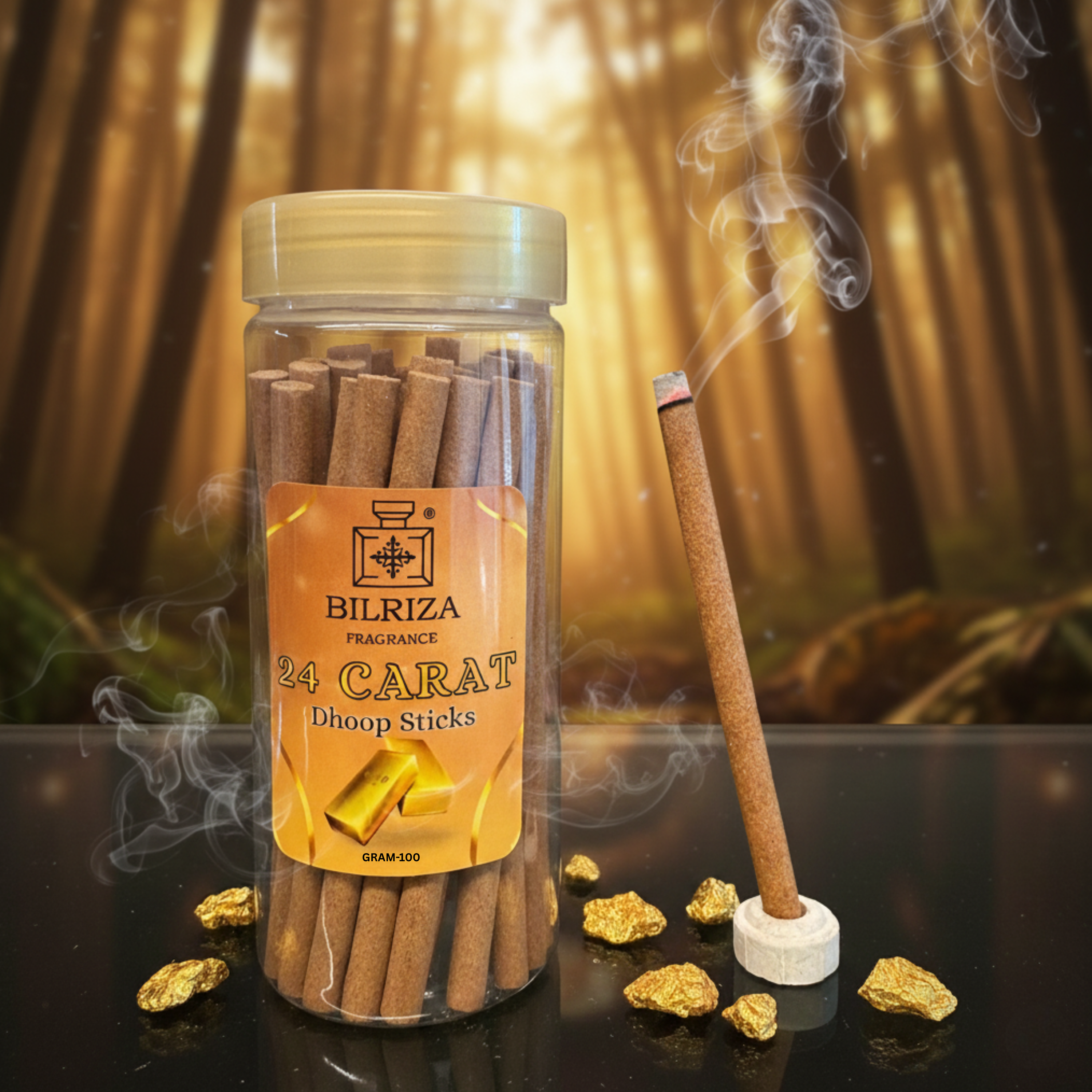 Bilriza Fragrance 24 Carat Bambooless Incense – Long Lasting Aroma, No Charcoal, No Bamboo