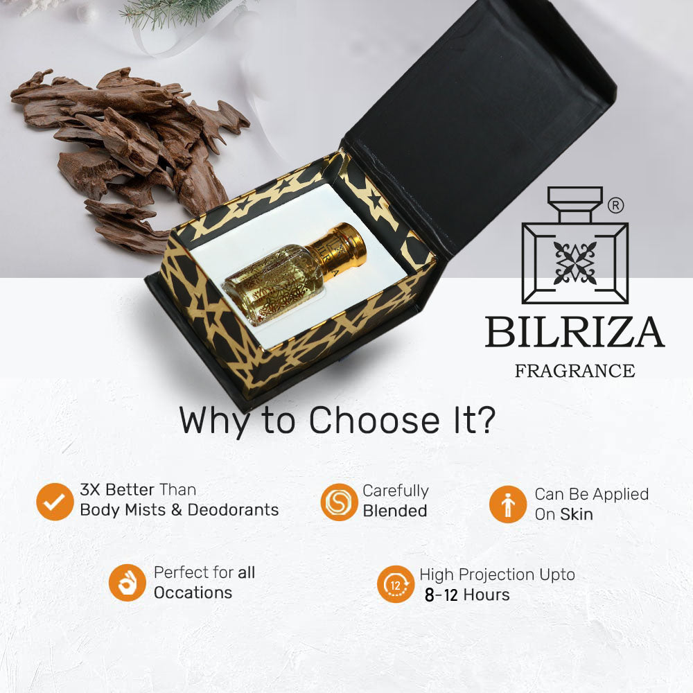 Bilriza Fragrance African Oud Attar – Unisex Long Lasting Alcohol-Free Attar 6ml