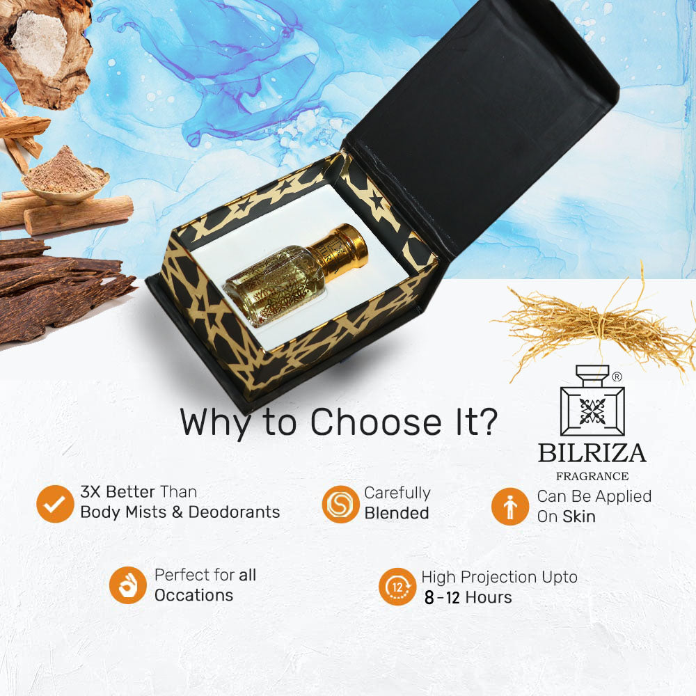 Bilriza Fragrance Khas Attar – Unisex Long Lasting Alcohol-Free Attar Oil