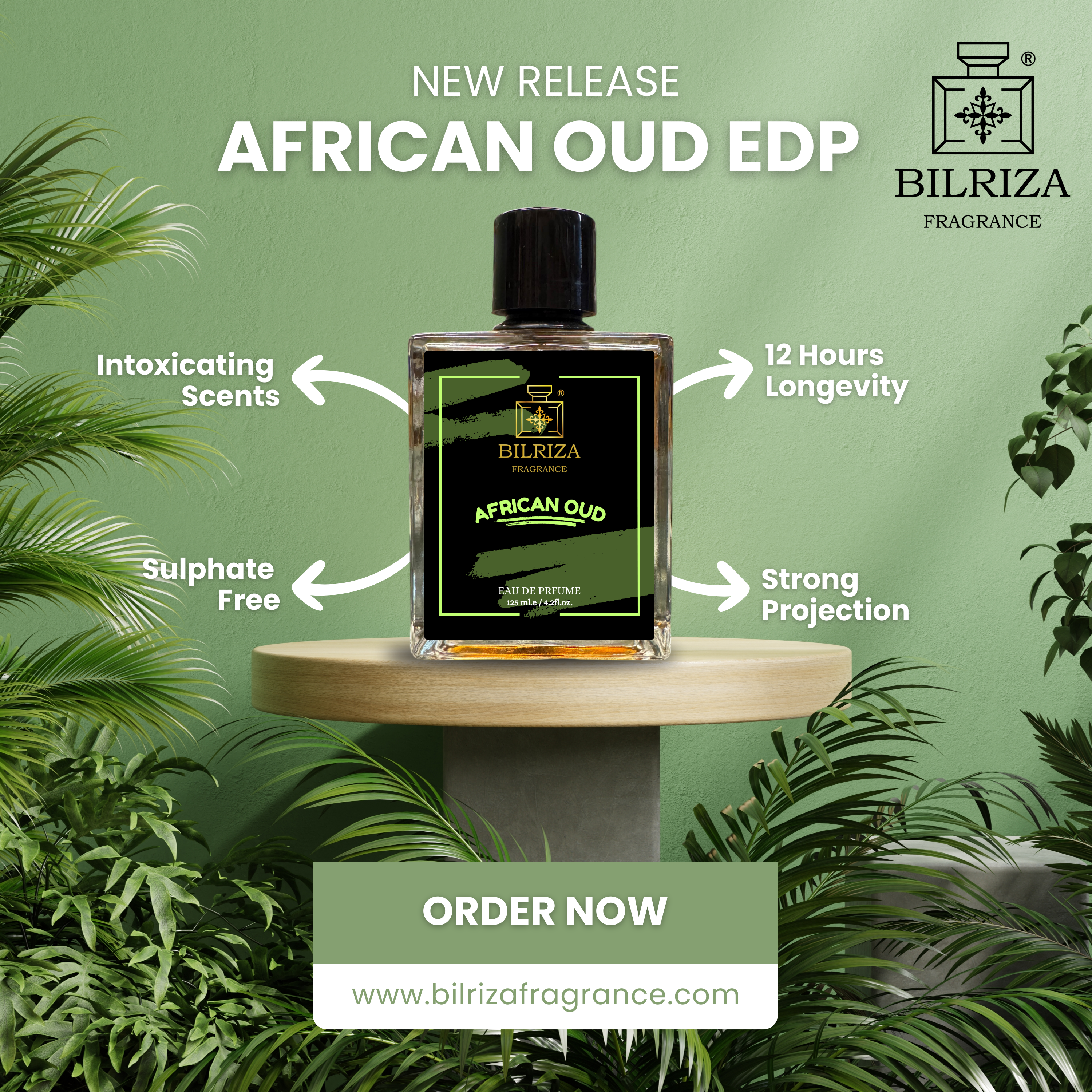 Bilriza Fragrance African Oud Perfume 125ml – Best Luxury Oud Perfume with Lasting Impact