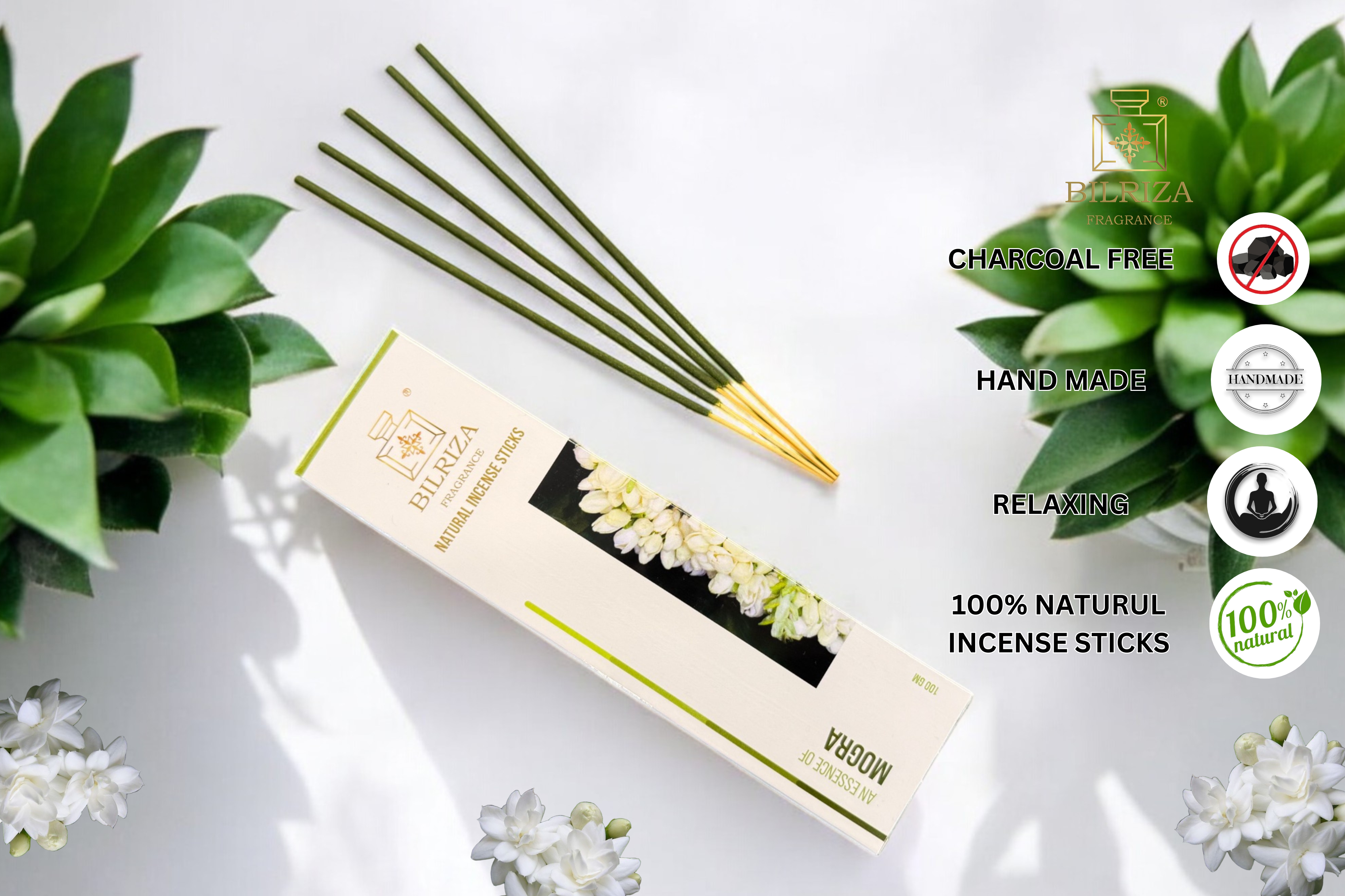 Bilriza Fragrance Mogra Agarbatti – Pure Floral Fragrance Incense Sticks Pack of 2 (100gm 1 each)