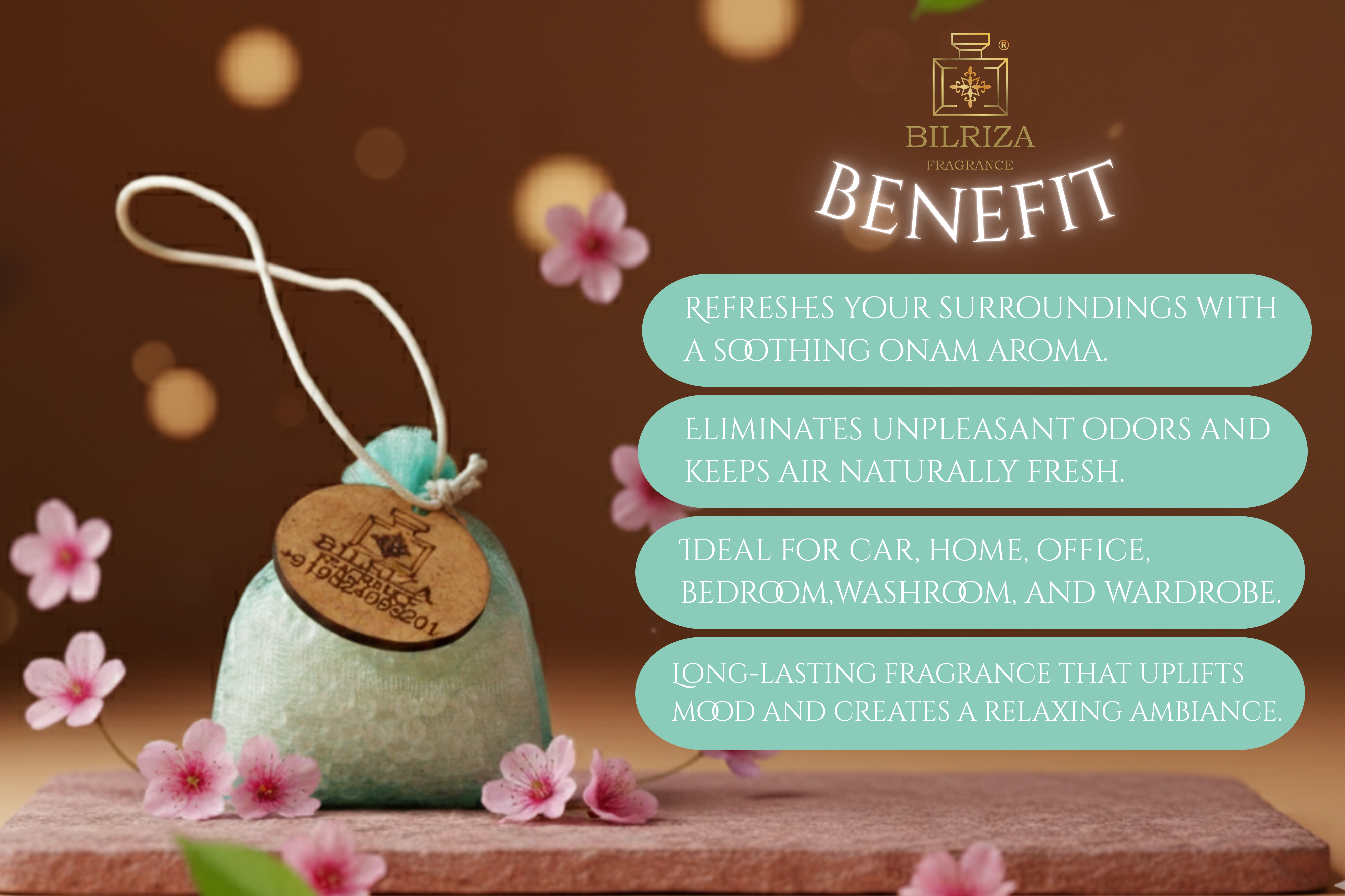 Bilriza Fragrance Onam Air Freshener – Hanging Bag for Long-Lasting Freshness