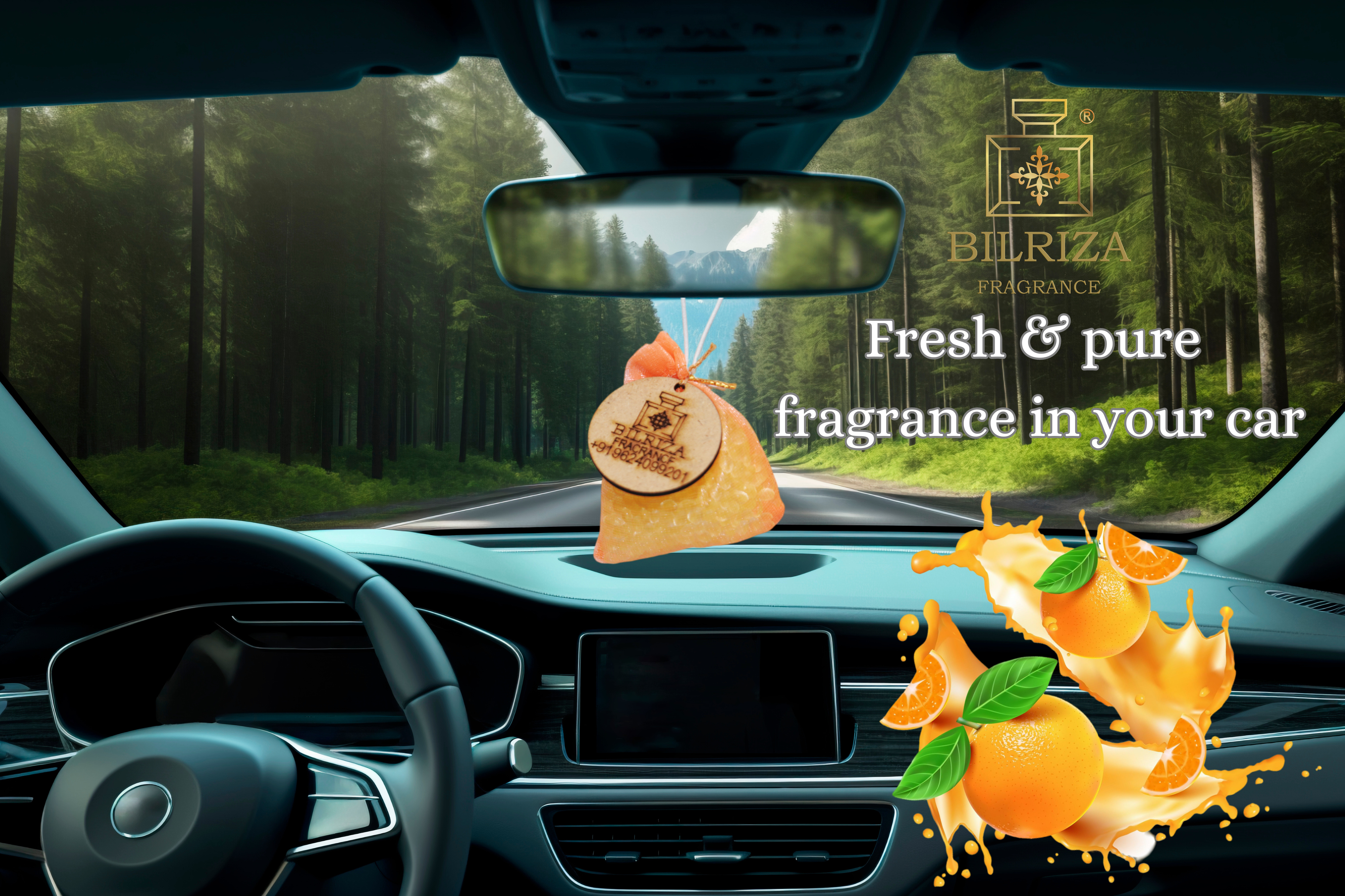 Bilriza Fragrance Tangerine Hanging Bag Air Freshener – Energizing Citrus Aroma for Cars & Rooms