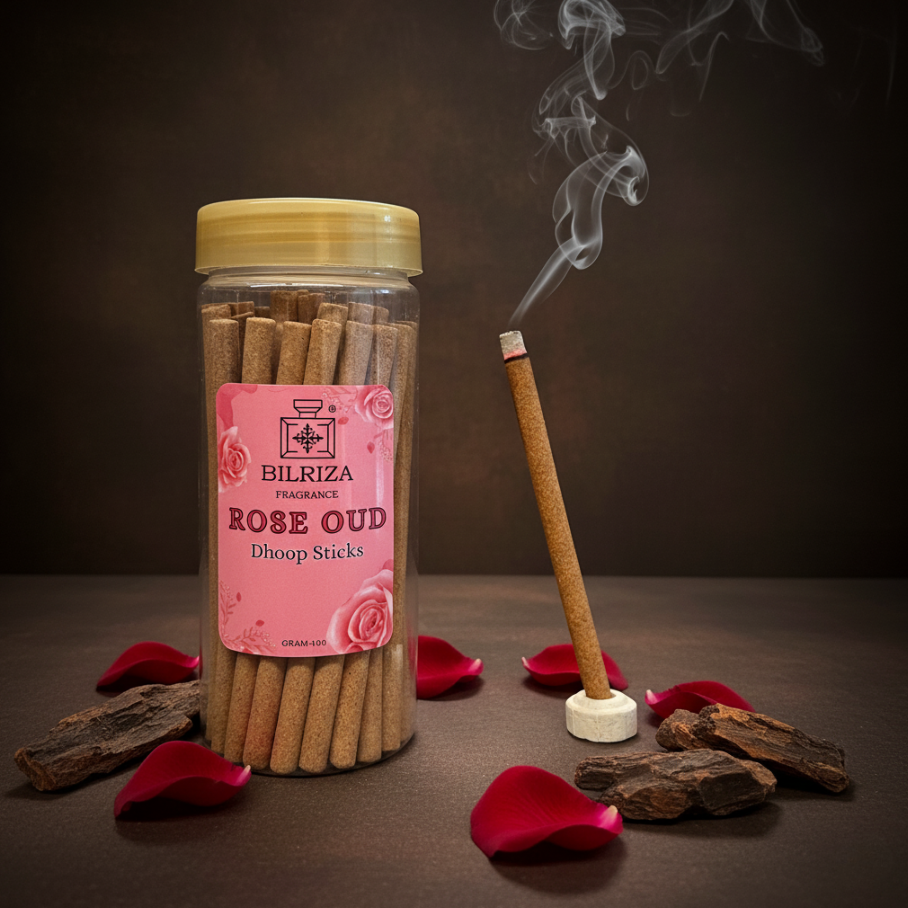 Bilriza Fragrance Rose Oud Bambooless Incense – Long Lasting Aroma, No Charcoal, No Bamboo