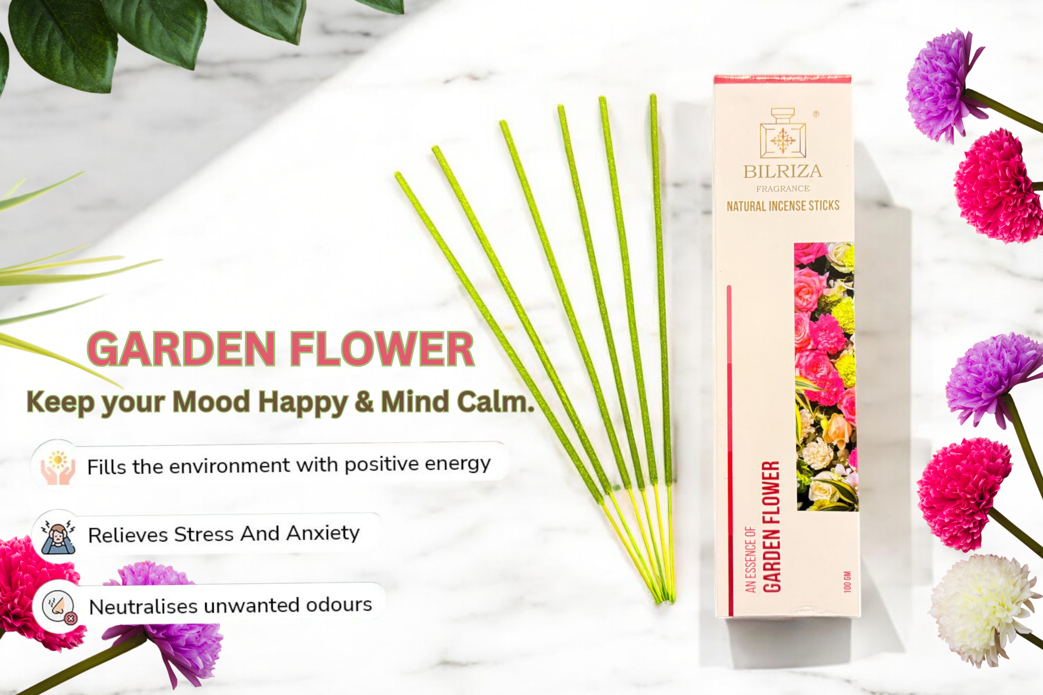 Bilriza Fragrance Garden Flower Incense Sticks – Natural Floral Agarbatti for Pooja & Relaxation