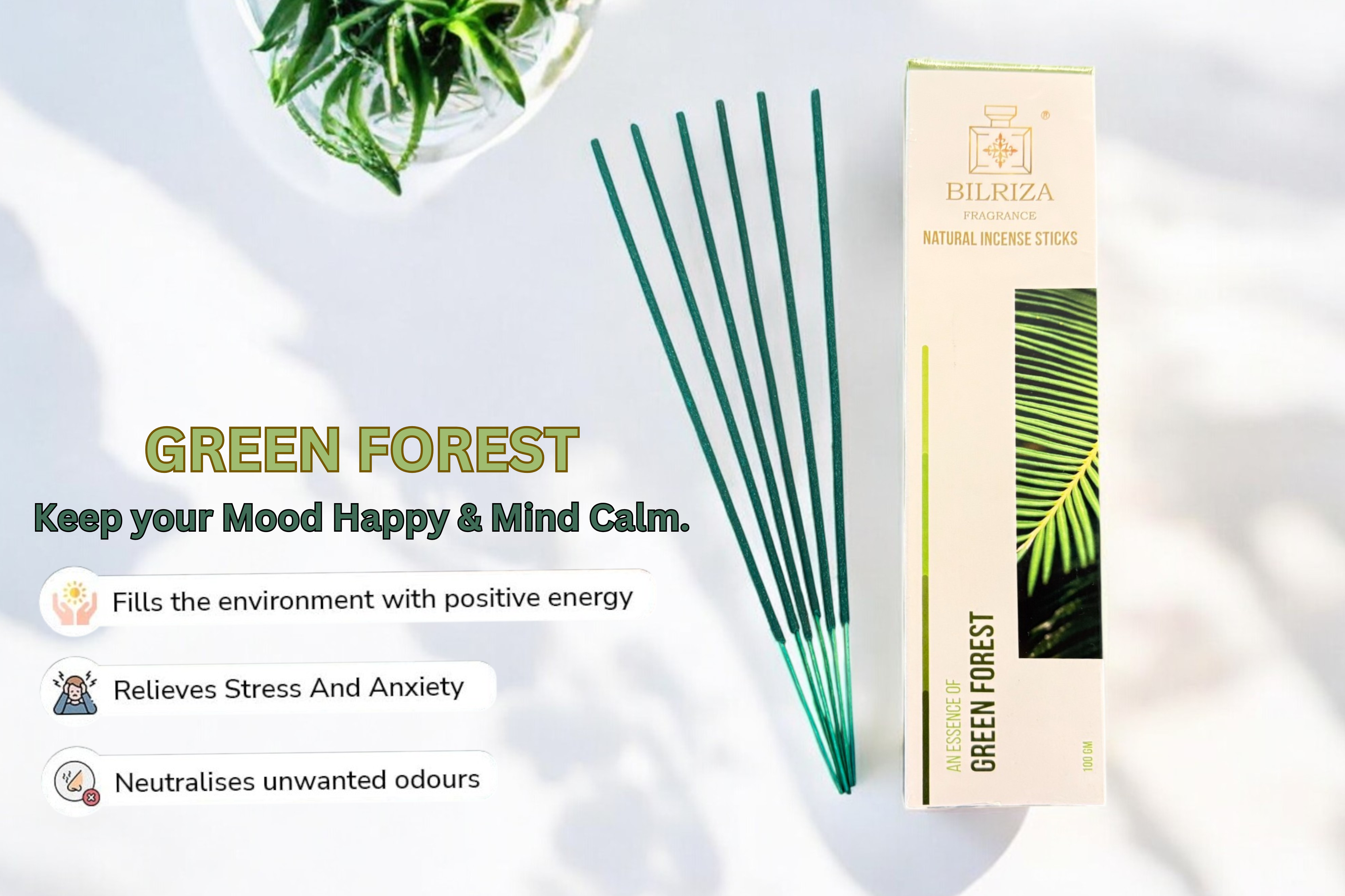 Bilriza Fragrance Green Forest Incense Sticks – Natural Woody Agarbatti for Relaxation